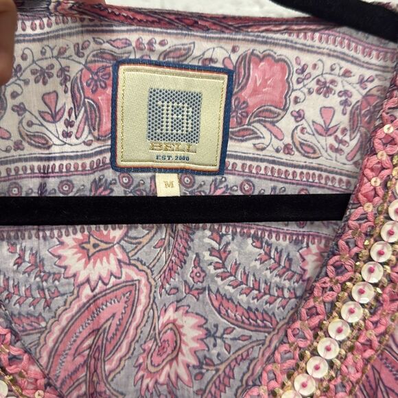 Paisley Dress / Cover Up - Pink and Gray BELL Embroidered LIKE NEW Medium - Picture 2 of 4